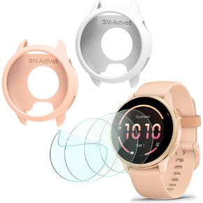متوافق مع واقي الشاشة Garmin vivoactive 6، طبقة حماية لشاشة TPU عالية الدقة غير مقسى وغطاء إطار ناعم من السيليكون (عبوة من 4+2) in Kuwait