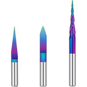 3 قطع نانو الأزرق معطف نهاية مطحنة CNC راوتر بت، CNC النقش بت R0.25 2 الناي الكرة الأنف نهاية مطحنة in Kuwait