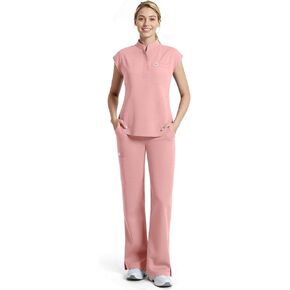Women Scrubs Set,Sleeveless Stand Collar Scrub Top,Straight Leg Scrub Pant,11-Pocket Medical Uniform,Yoga Waistband in Kuwait