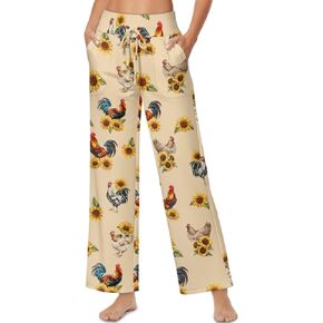 بنطال نسائي واسع الساق مع جيوب، بنطال رياضي فضفاض عالي الخصر، كاجوال للتمارين واليوجا، بنطال رياضي بالازو in Kuwait