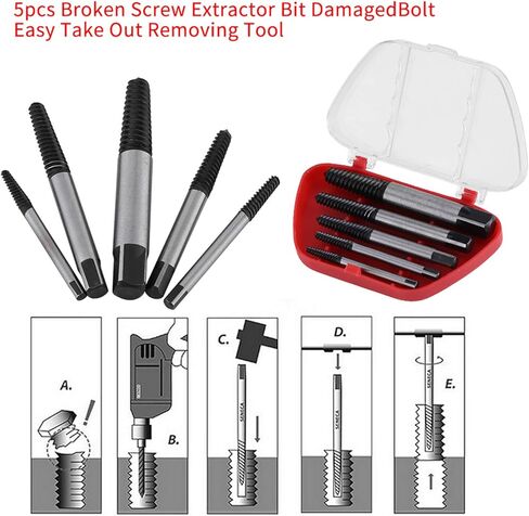 Jeanoko أداة إزالة البراغي التالفة لليد اليسرى مجموعة النازع الحلزوني للفنيين المحترفين 5 قطعة in Kuwait