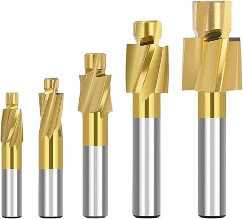 5 قطعة CNC القاطع بت M3-M8 Counterbore نهاية مطحنة القصدير المغلفة 4 الناي الطيار الشق القاطع راوتر بت HSS أداة طحن in Kuwait