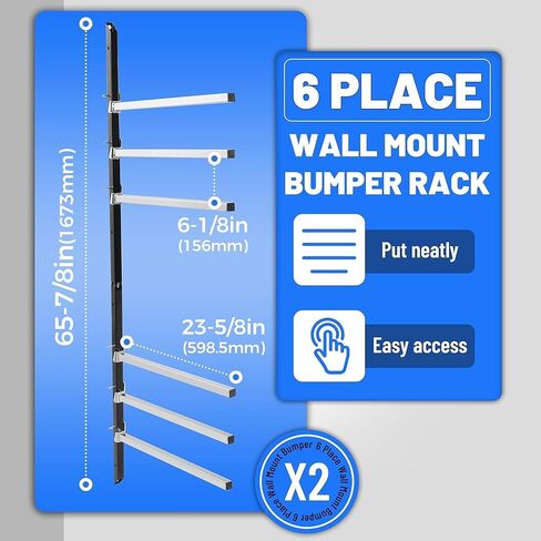 6 Place Wall Mount Bumper Rack Stand, Bumper Parts Lumber Storage Rack, Load 200LBS/Pair Arms in Saudi Arabia