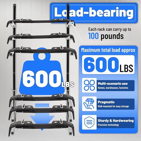 6 Place Wall Mount Bumper Rack Stand, Bumper Parts Lumber Storage Rack, Load 200LBS/Pair Arms in Saudi Arabia