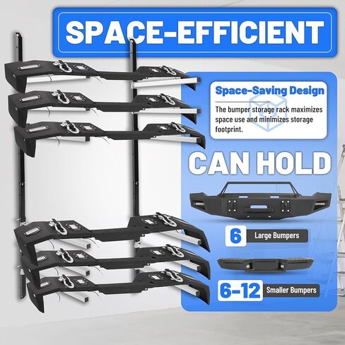 6 Place Wall Mount Bumper Rack Stand, Bumper Parts Lumber Storage Rack, Load 200LBS/Pair Arms in Saudi Arabia