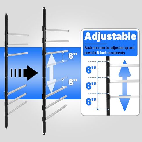 6 Place Wall Mount Bumper Rack Stand, Bumper Parts Lumber Storage Rack, Load 200LBS/Pair Arms in Saudi Arabia