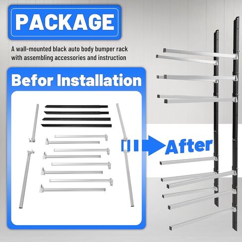 6 Place Wall Mount Bumper Rack Stand, Bumper Parts Lumber Storage Rack, Load 200LBS/Pair Arms in Saudi Arabia
