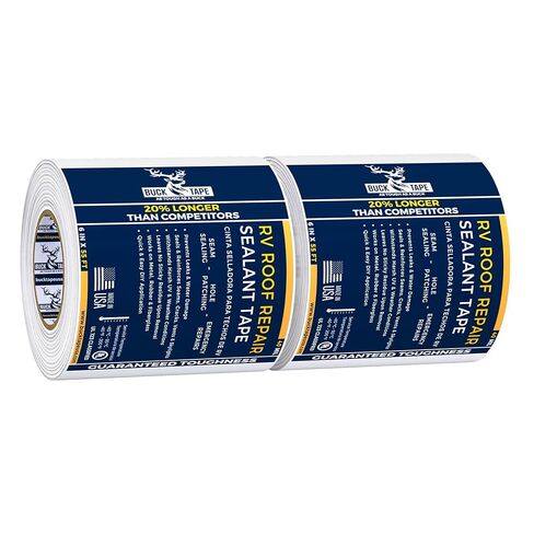 شريط مانع تسرب السقف باك RV - 4 بوصة × 55 قدم، 40 مل - شريط RV مقاوم للماء لإصلاح السقف، والدرزات، والمناور، وفتحات التهوية وتسريبات النوافذ على العربة، والمقطورة والقارب، مقاوم للأشعة فوق البنفسجية ومقاوم للطقس، أبيض، عبوة واحدة in Kuwait