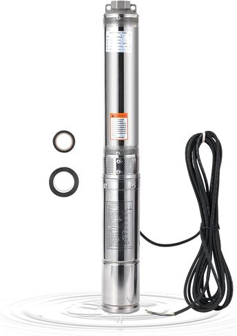 Deep Well Submersible Pump, 1HP 230V/60Hz, 27GPM Flow 204ft Head, with 33ft Electric Cord & Check Valve, 4" Stainless Steel Water Well Pump for Industrial,Irrigation,Home Use, IP68 Waterproof Grade in Saudi Arabia