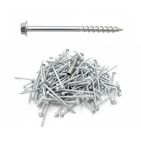براغي موصل VCTGAM® SD SD9212R200 - 9 × 2-1/2 بوصة، رأس سداسي 1/4 بوصة، براغي شماعات للإطار الهيكلي، براغي خشبية مجلفنة عالية القوة مقاومة للتآكل والتشوه، (200-Qty) in Kuwait