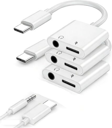USB C to 3.5mm Headphone and Charger Adapter for iPhone,[Apple MFi Certified] 2 Pack Type C to Aux Jack Dongle Cable Cord with PD Fast Charging for iPhone 17/16 Pro/15/Max/Plus,iPad in Saudi Arabia