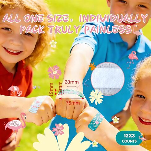 ضمادات لاصقة من السيليكون للأطفال من Hysimedy للبشرة الحساسة مقاومة للماء وغير سامة وخالية من اللاتكس ومضادة للحساسية، ضمادات صغيرة للفتيات والأولاد الصغار والجروح والخدوش بنمط الفلامنغو 36 قيراط 3/4 بوصة × 3 بوصة in Kuwait