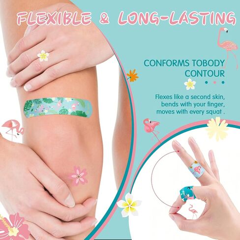 ضمادات لاصقة من السيليكون للأطفال من Hysimedy للبشرة الحساسة مقاومة للماء وغير سامة وخالية من اللاتكس ومضادة للحساسية، ضمادات صغيرة للفتيات والأولاد الصغار والجروح والخدوش بنمط الفلامنغو 36 قيراط 3/4 بوصة × 3 بوصة in Kuwait