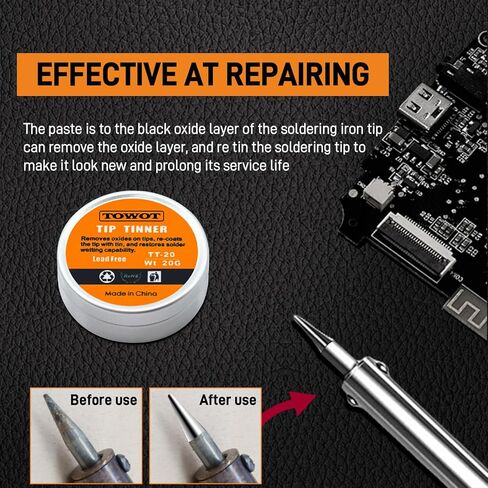 TOWOT Tip Tinner For Electronics Soldering, Iron Tip and Re-Tinning Solution, Removes Oxidation, 20g in Saudi Arabia