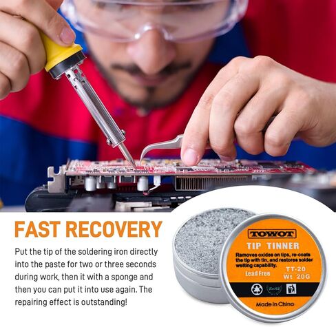 TOWOT Tip Tinner For Electronics Soldering, Iron Tip and Re-Tinning Solution, Removes Oxidation, 20g in Saudi Arabia