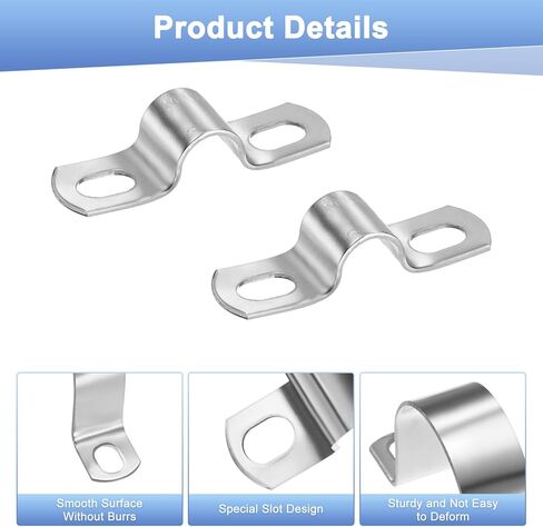 M METERXITY 10 عبوات من مشابك القنوات، 3/8 بوصة 304 حزام أنابيب صلب من الفولاذ المقاوم للصدأ M10 U مشابك أنابيب مع فتحتين للسباكة/القناة/الأسلاك/الأنابيب، مقاطع شد أنبوبية شديدة التحمل على شكل حرف U in Kuwait