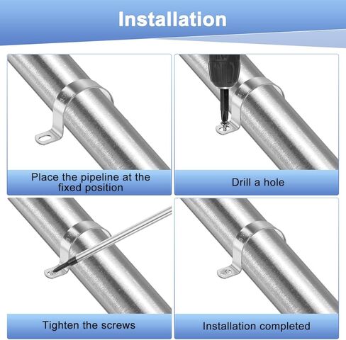 M METERXITY 10 عبوات من مشابك القنوات، 3/8 بوصة 304 حزام أنابيب صلب من الفولاذ المقاوم للصدأ M10 U مشابك أنابيب مع فتحتين للسباكة/القناة/الأسلاك/الأنابيب، مقاطع شد أنبوبية شديدة التحمل على شكل حرف U in Kuwait