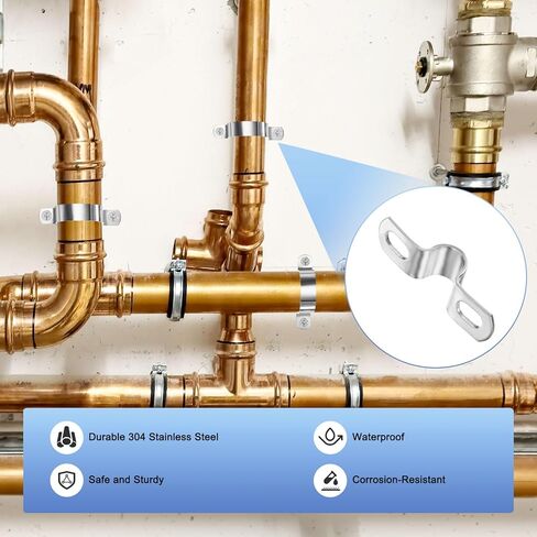 M METERXITY 10 عبوات من مشابك القنوات، 3/8 بوصة 304 حزام أنابيب صلب من الفولاذ المقاوم للصدأ M10 U مشابك أنابيب مع فتحتين للسباكة/القناة/الأسلاك/الأنابيب، مقاطع شد أنبوبية شديدة التحمل على شكل حرف U in Kuwait