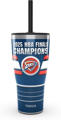 Tervis NBA Oklahoma City Thunder - أبطال نهائيات NBA 2025 صنع في الولايات المتحدة الأمريكية كوب سفر معزول بجدار مزدوج يحافظ على المشروبات باردة وساخنة، 24oz، كلاسيكي in Saudi Arabia