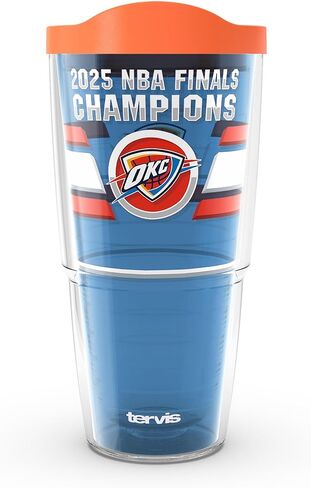 Tervis NBA Oklahoma City Thunder - 2025 NBA Finals Champions Made in USA Double Walled Insulated Tumbler Travel Cup Keeps Drinks Cold & Hot, 24oz, Classic in Saudi Arabia