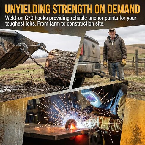 4Pack 3/8" Weld on Grab Chain Hooks Heavy Duty G70 Forged Weldable Tow 6600 LBS for Chain Pulling and Lifting Bucket Flatbed, Trailer, Tractors, Truck, Forklif, SUV, RV, UTV in Kuwait