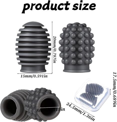2 Pair Silicone Drumstick Dampeners for Silent, Drumstick Tips Noise Reduction Tips for 5A Drumsticks, Durable Silicone Mute Accessories with Storage Case, Black & Gray in Kuwait