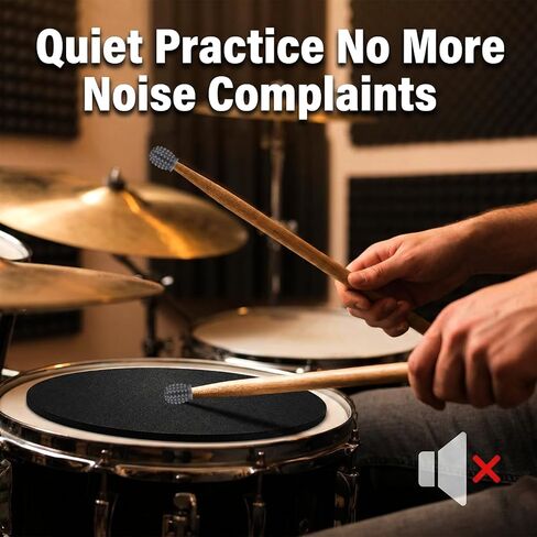2 Pair Silicone Drumstick Dampeners for Silent, Drumstick Tips Noise Reduction Tips for 5A Drumsticks, Durable Silicone Mute Accessories with Storage Case, Black & Gray in Kuwait