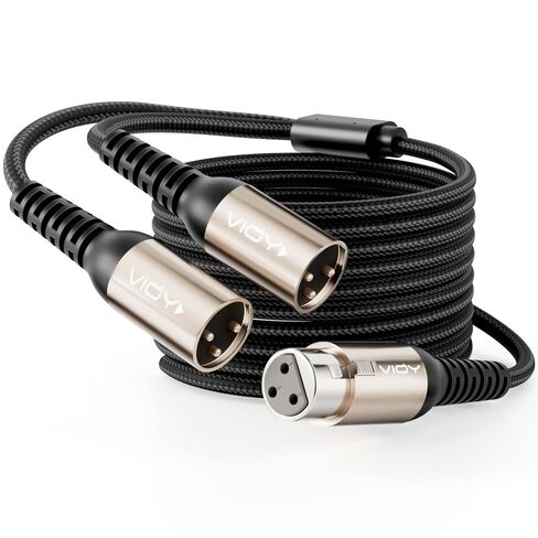 VIOY XLR Y Splitter بطول 10 أقدام، كابل ميكروفون XLR متوازن 3 دبوس (1 أنثى إلى 2 ذكر)، سلك ميكروفون مجدول من النايلون للميكروفون، الخلاط، استوديو التسجيل، مكبر الصوت، البودكاست، إلخ in Kuwait