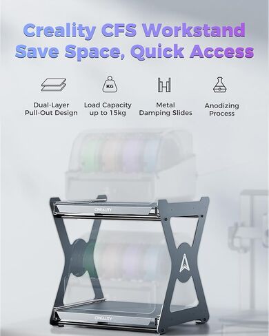 حامل عمل CFS الرسمي من Creality، يوفر المساحة، تصميم قابل للسحب بطبقة مزدوجة، سعة تحميل تصل إلى 15 كجم، شرائح تخميد معدنية، عملية أنودة، حمل الطابعات، صناديق التجفيف، CFS، حامل عمل للطباعة ثلاثية الأبعاد in Saudi Arabia