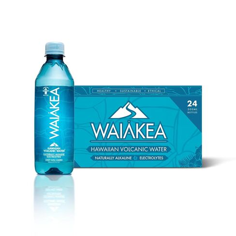 Waiākea - المياه البركانية في هاواي - المياه القلوية بشكل طبيعي - نطاق الرقم الهيدروجيني 7.6 إلى 8.2 - جميع المعادن الطبيعية والكهارل - زجاجات المياه المعاد تدويرها 100 ٪ - المياه المعبأة في زجاجات 24 حزمة - 10.14 أوقية ، 330 مل. in Saudi Arabia