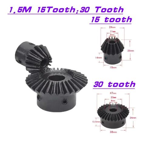 Steel Heavy Duty Motor Pinion Gear 1Pc Single 1:2 Bevel Gear 1.5 Modulus 15 Teeth :30 Transmission / 90 Degrees Bore 6mm 8mm 10mm 12mm 14mm 15mm(15T bore 10) in Saudi Arabia