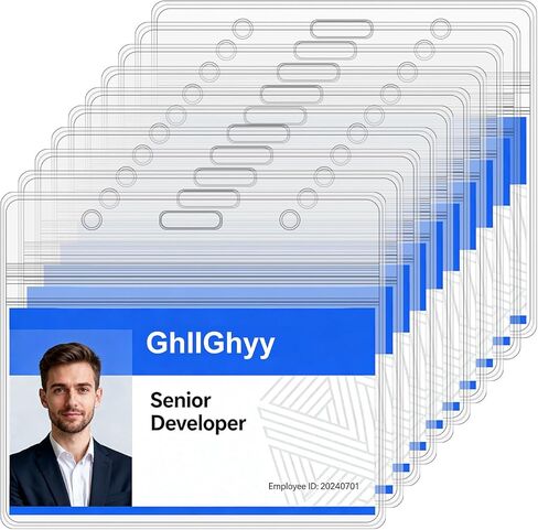 6 عبوات من حاملات شارات الأسماء السميكة للغاية، حاملات شارات هوية أفقية متينة وقابلة للغلق مقاومة للماء، حافظة شارة بلاستيكية شفافة من البولي فينيل كلوريد لبطاقة الائتمان/القرب/RFID/شارة العمل/مفتاح الغرفة in Kuwait