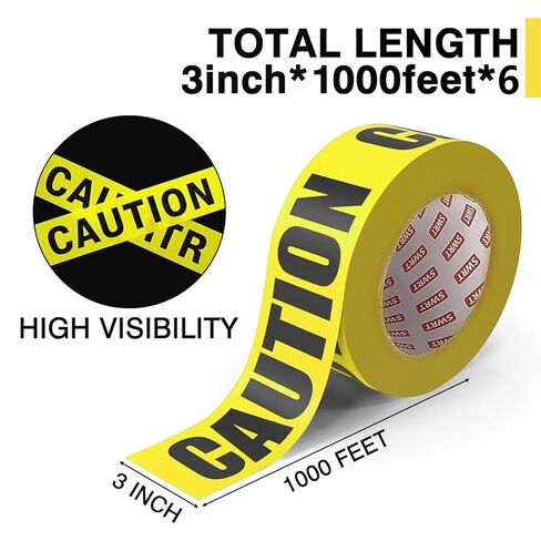 SWRT 2 ROLLS Premium Yellow Breating ، 3 بوصات × 1000 قدم (إجمالي 2000 قدم) شريط خطر مشرق مع نص أسود غامق لديكور الهالوين ، شريط بناء organg in Saudi Arabia