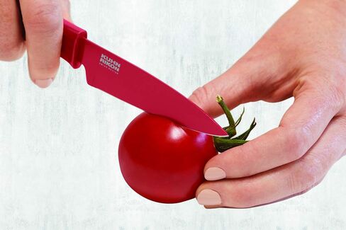 سكين التقشير Kuhn Rikon Colori® - ستانلس ستيل ياباني مقاس 4 بوصة، شفرة غير لاصقة، مقبض مريح وغمد، أزرق فاتح in Kuwait