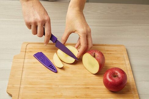 سكين التقشير Kuhn Rikon Colori® - ستانلس ستيل ياباني مقاس 4 بوصة، شفرة غير لاصقة، مقبض مريح وغمد، أزرق فاتح in Kuwait