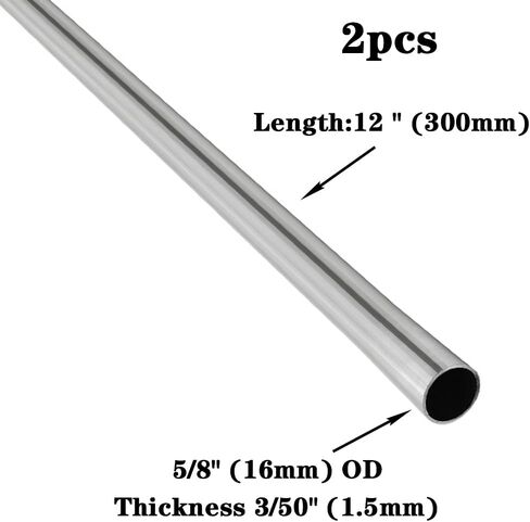 JoyTube 3/4" OD 304 أنبوب من الفولاذ المقاوم للصدأ 8 بوصة طول 3/50 بوصة سمك الجدار قابل للحام أنابيب معدنية مستديرة مستقيمة للصناعة والبناء والأشغال اليدوية والأثاث والديكور ونموذج الحرف اليدوية (قطعتان) in Kuwait