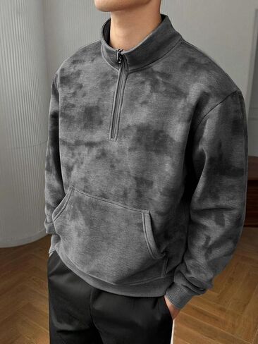 Men's half zip stand up collar sweatshirt windproof and temperature locked in Saudi Arabia