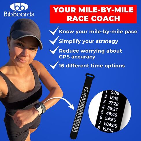BibBoards Marathon Pace Band - Your Personal Pace Coach for Races & Training to Crush Goals - Waterproof, Lightweight Race Pace Band - Running Accessories for Half & Full Marathons in Kuwait