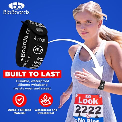 BibBoards Marathon Pace Band - Your Personal Pace Coach for Races & Training to Crush Goals - Waterproof, Lightweight Race Pace Band - Running Accessories for Half & Full Marathons in Kuwait