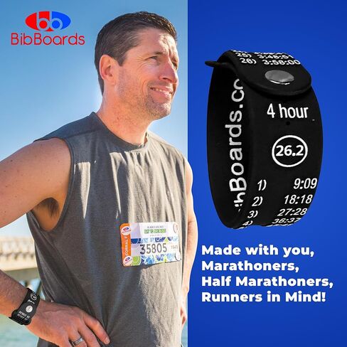 BibBoards Marathon Pace Band - Your Personal Pace Coach for Races & Training to Crush Goals - Waterproof, Lightweight Race Pace Band - Running Accessories for Half & Full Marathons in Kuwait
