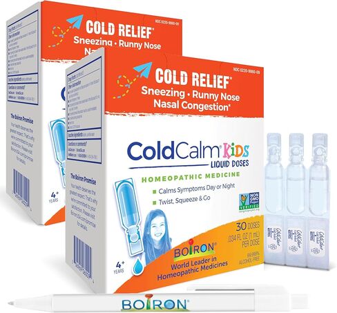 قطرات بويرون كولد كالم للأطفال ذات الاستخدام الواحد للتخفيف من أعراض البرد الناتجة عن العطس وسيلان الأنف واحتقان الأنف - جرعات سائلة معقمة وغير نعسان - 30 عددًا (عبوة من قطعتين) in Kuwait