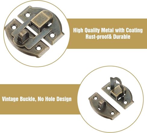 مجموعتان من مزلاج بمشبك برونزي عتيق، قفل صغير بمشبك قفل مزخرف صغير، قفل على شكل قلب مع مفاتيح ومسامير للصناديق الخشبية، وصناديق المجوهرات، وصندوق الهدايا، وصندوق النبيذ، وحقائب السفر، ومزالج الأثاث in Kuwait
