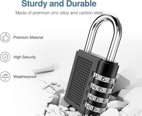 Puroma 2 Pack Combination Locks Outdoor Waterproof Padlock for School Gym Locker Outdoor Fence Hasp Cabinet Toolbox Locker (Black) in Saudi Arabia