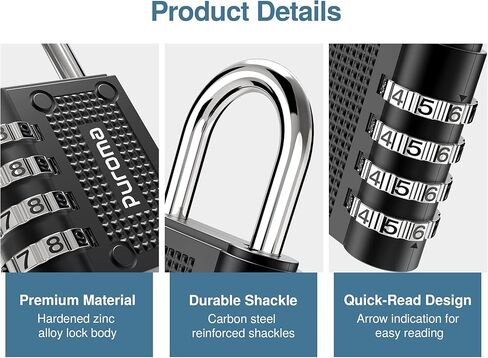Puroma 2 Pack Combination Locks Outdoor Waterproof Padlock for School Gym Locker Outdoor Fence Hasp Cabinet Toolbox Locker (Black) in Saudi Arabia