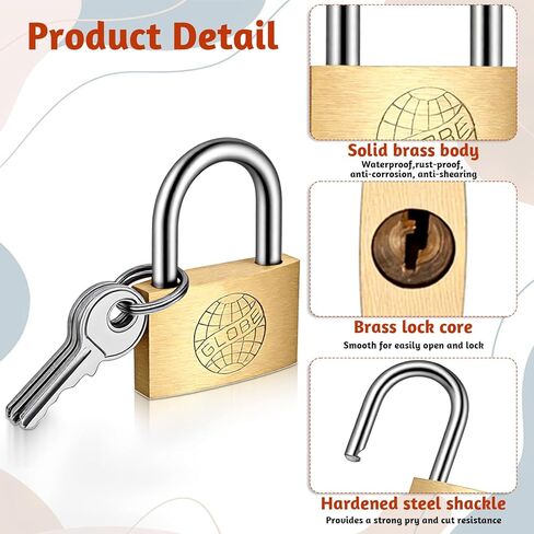 12 حزمة قفل بمفتاح، قفل من النحاس الصلب مقاوم للماء ومقاوم للصدأ مع مفاتيح لوحدة تخزين صندوق أدوات الأمتعة in Kuwait