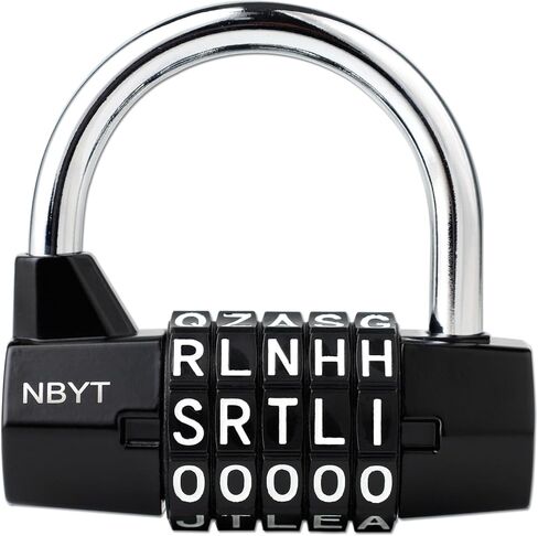 قفل مركب من 5 حروف - قفل من سبائك الزنك قابل لإعادة الضبط (كبل عالي التحمل 7 مم) لخزائن الصالة الرياضية/البوابات/الدراجات/الخزائن in Kuwait