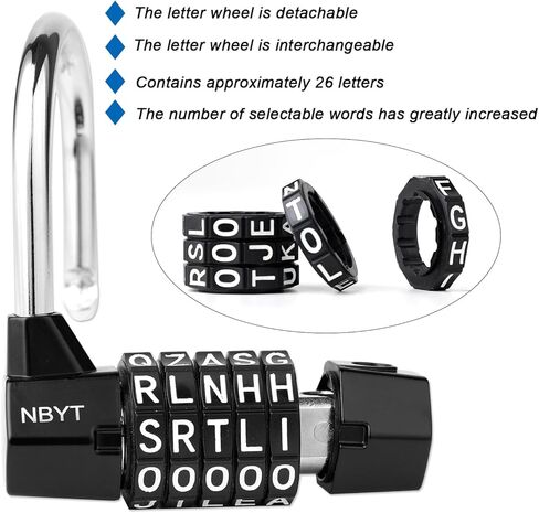 قفل مركب من 5 حروف - قفل من سبائك الزنك قابل لإعادة الضبط (كبل عالي التحمل 7 مم) لخزائن الصالة الرياضية/البوابات/الدراجات/الخزائن in Kuwait