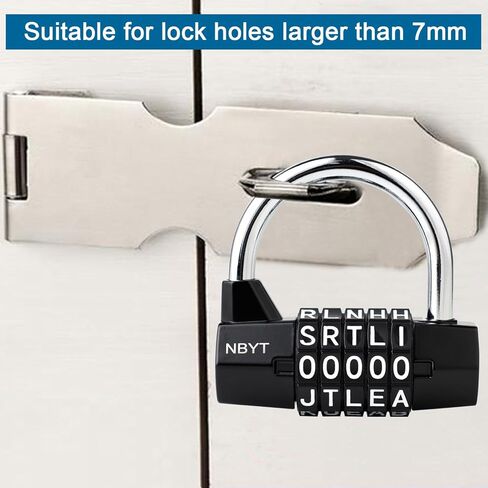 قفل مركب من 5 حروف - قفل من سبائك الزنك قابل لإعادة الضبط (كبل عالي التحمل 7 مم) لخزائن الصالة الرياضية/البوابات/الدراجات/الخزائن in Kuwait