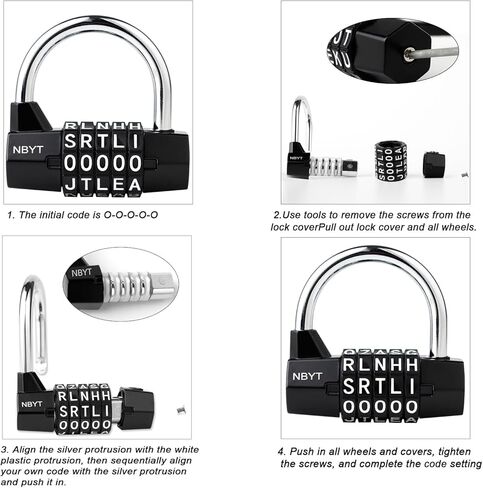 قفل مركب من 5 حروف - قفل من سبائك الزنك قابل لإعادة الضبط (كبل عالي التحمل 7 مم) لخزائن الصالة الرياضية/البوابات/الدراجات/الخزائن in Kuwait
