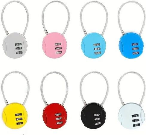 1PC Combination Lock, 3 Digit Suitcase Lock, Padlock, Wire, Travel Suitcase for Suitcase, Luggage, Travel Bag, Black in Saudi Arabia